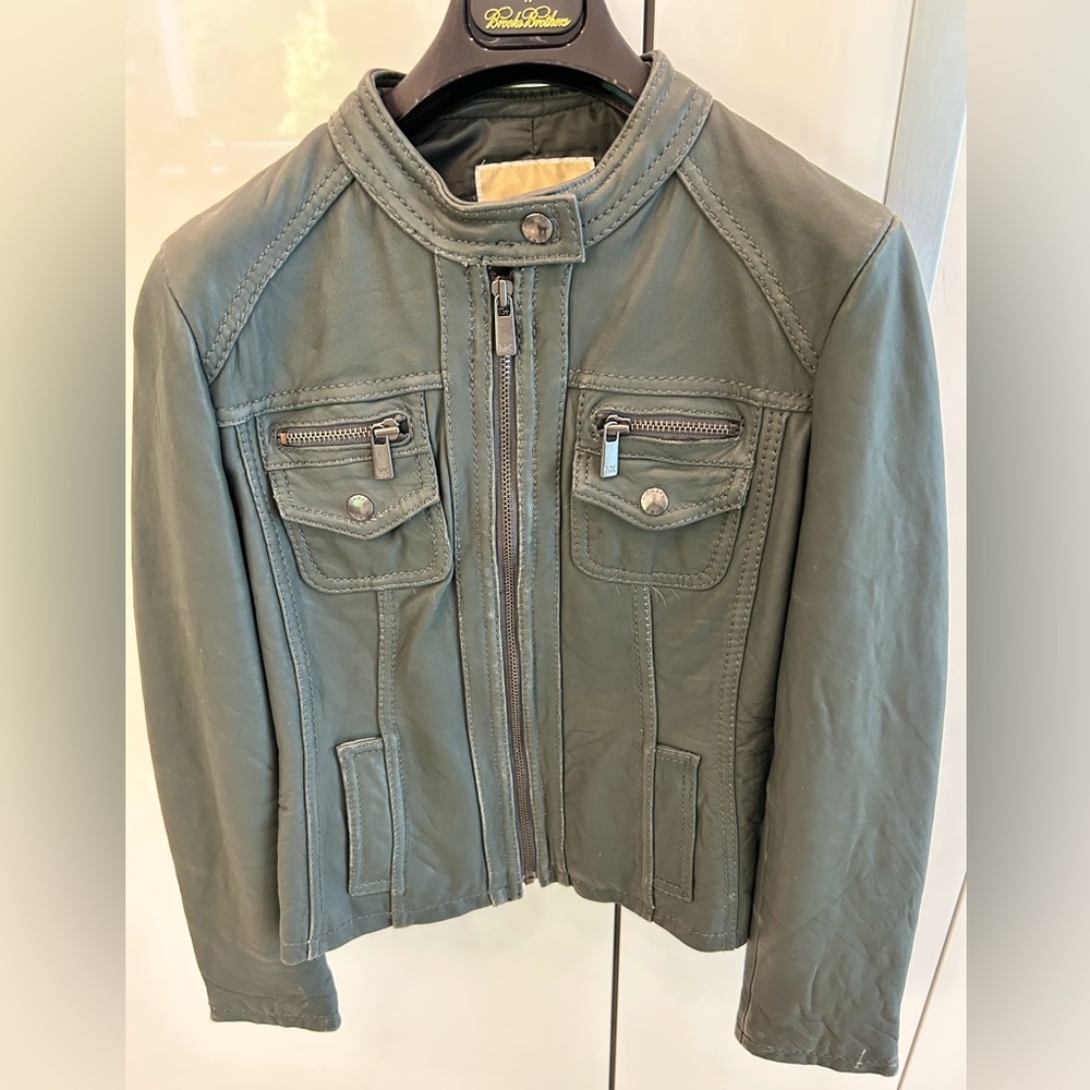 Women’s Michael kors leather bomber jacket